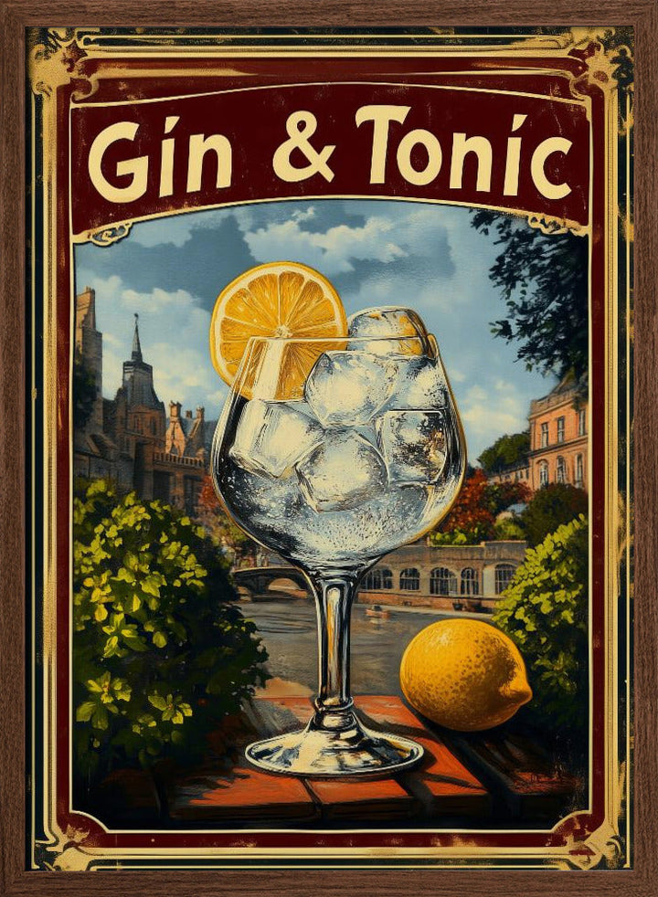 Gin &amp;amp; Tonic Vintage - Stretched Canvas, Poster or Fine Art Print I Heart Wall Art