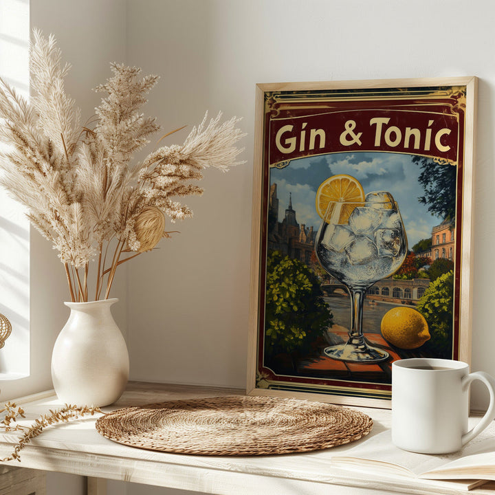 Gin &amp;amp; Tonic Vintage - Stretched Canvas, Poster or Fine Art Print I Heart Wall Art