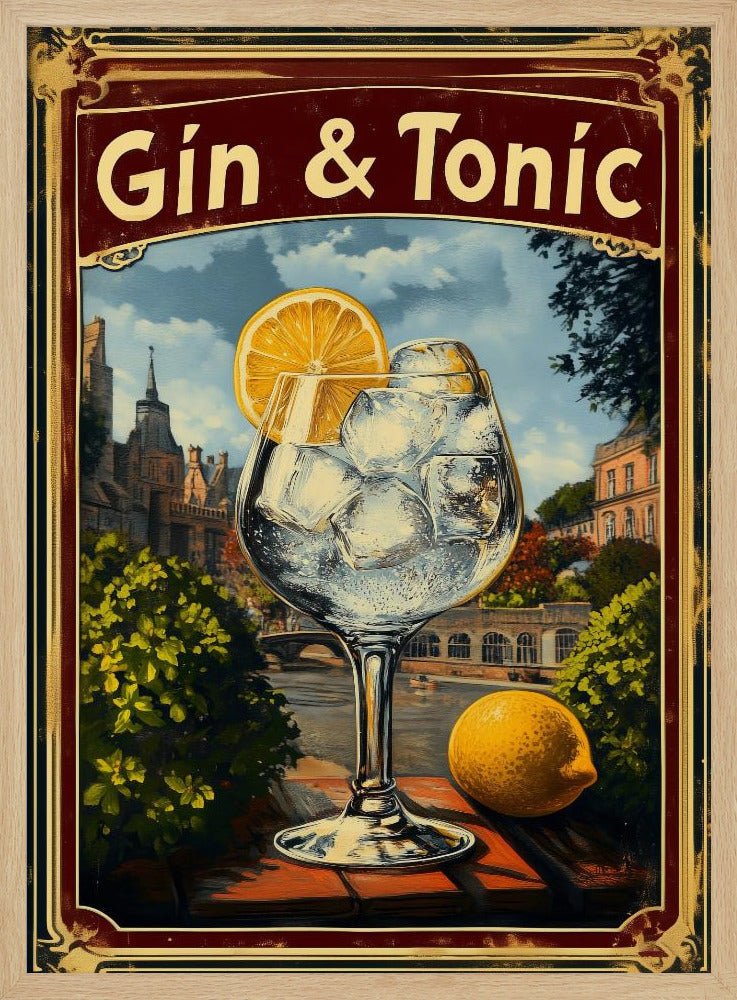 Gin &amp;amp; Tonic Vintage - Stretched Canvas, Poster or Fine Art Print I Heart Wall Art