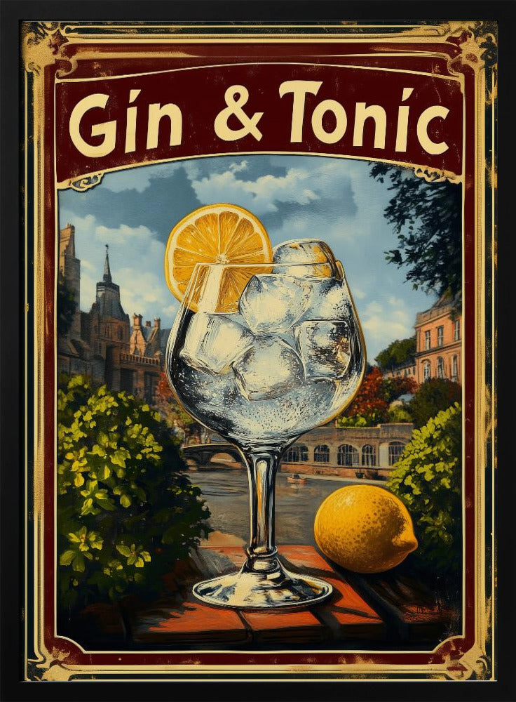 Gin &amp;amp; Tonic Vintage - Stretched Canvas, Poster or Fine Art Print I Heart Wall Art