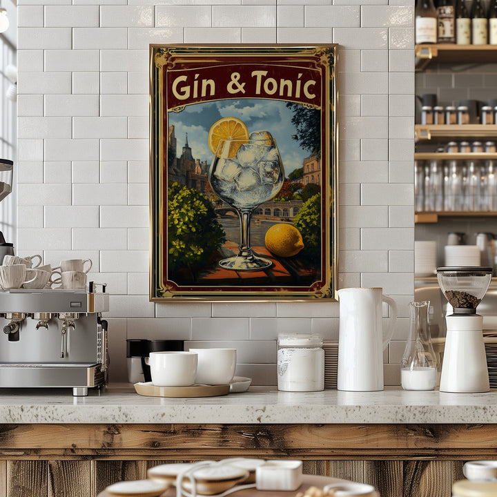 Gin &amp;amp; Tonic Vintage - Stretched Canvas, Poster or Fine Art Print I Heart Wall Art