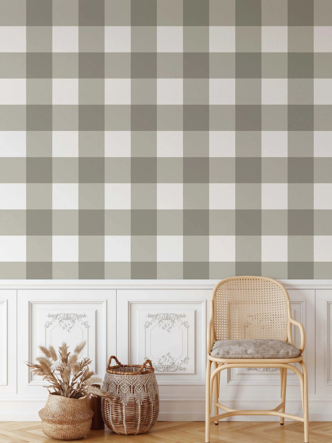 Gingham Wallpaper In Eucalyptus Green - Peel and Stick Plaid Australian Removable Wallpaper I Heart Wall Art Australia