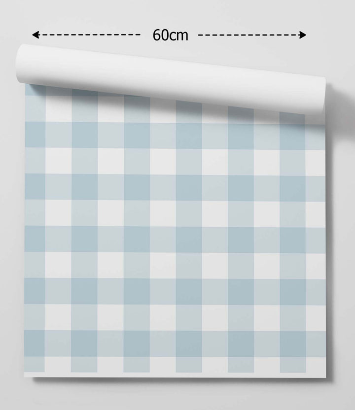 Gingham Wallpaper In Sky HALFSIZE-  Blue Tartan/Plaid Wallpaper - Removable or Permanent Wallpaper (Copy) I Heart Wall Art Australia