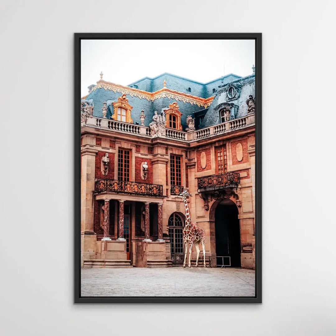 Giraffe At Versailles - Edited Photographic Print Showing Luxury Palace with Giraffe I Heart Wall Art Australia 