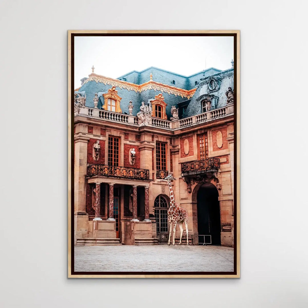 Giraffe At Versailles - Edited Photographic Print Showing Luxury Palace with Giraffe I Heart Wall Art Australia 