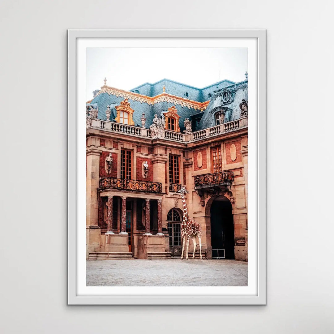 Giraffe At Versailles - Edited Photographic Print Showing Luxury Palace with Giraffe I Heart Wall Art Australia 