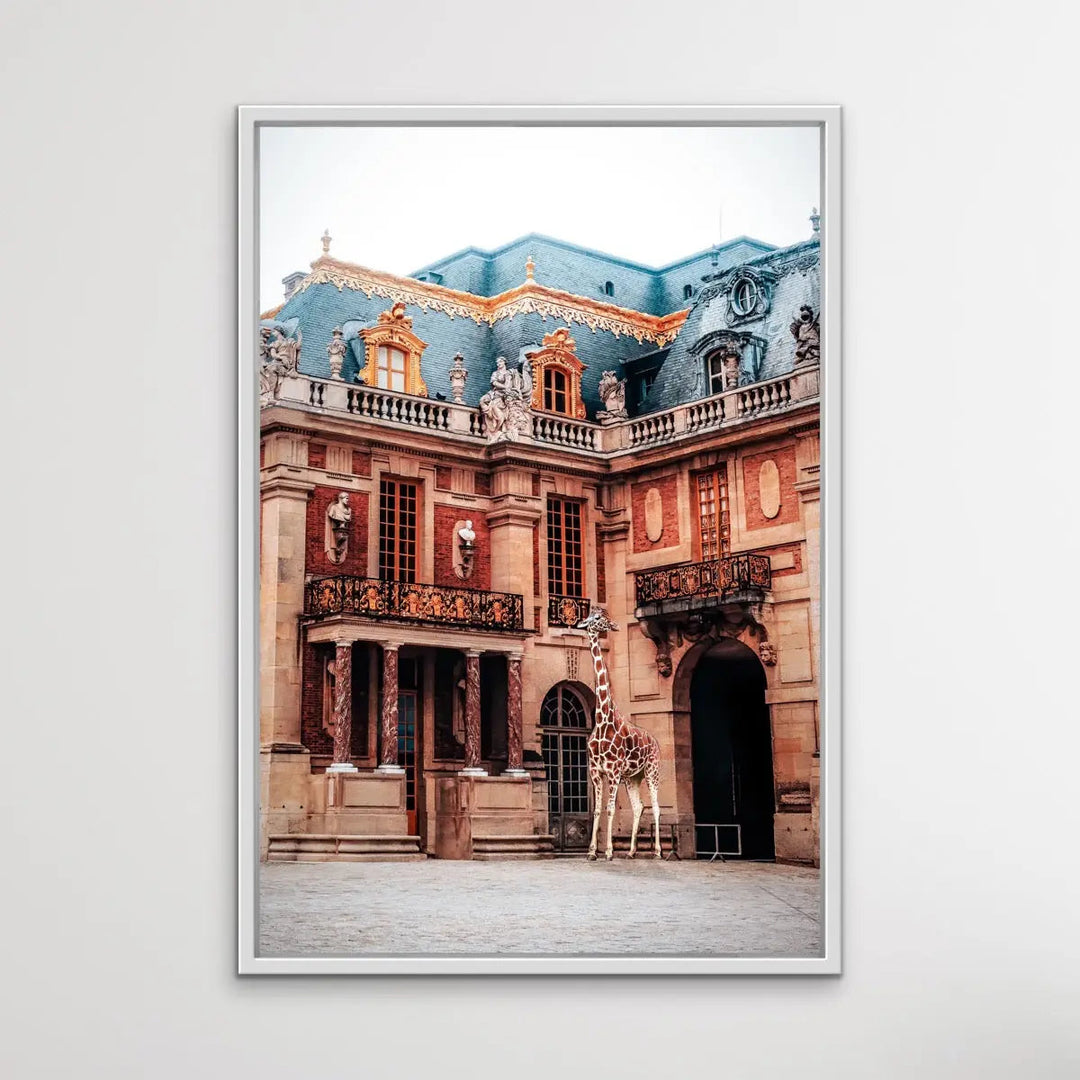 Giraffe At Versailles - Edited Photographic Print Showing Luxury Palace with Giraffe I Heart Wall Art Australia 