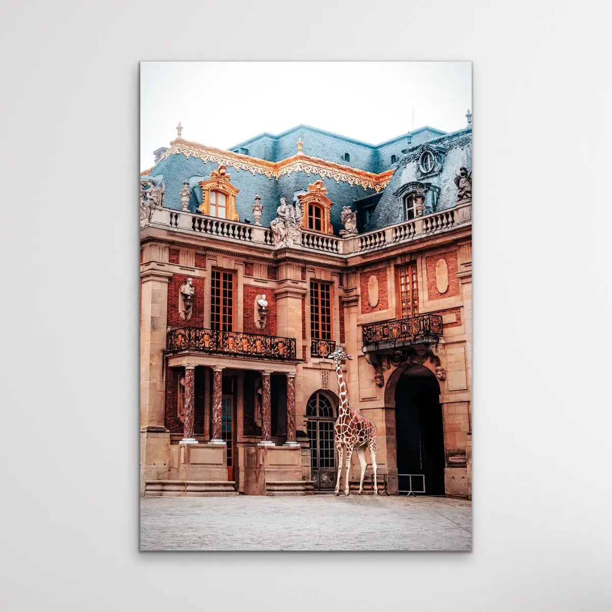 Giraffe At Versailles - Edited Photographic Print Showing Luxury Palace with Giraffe I Heart Wall Art Australia 