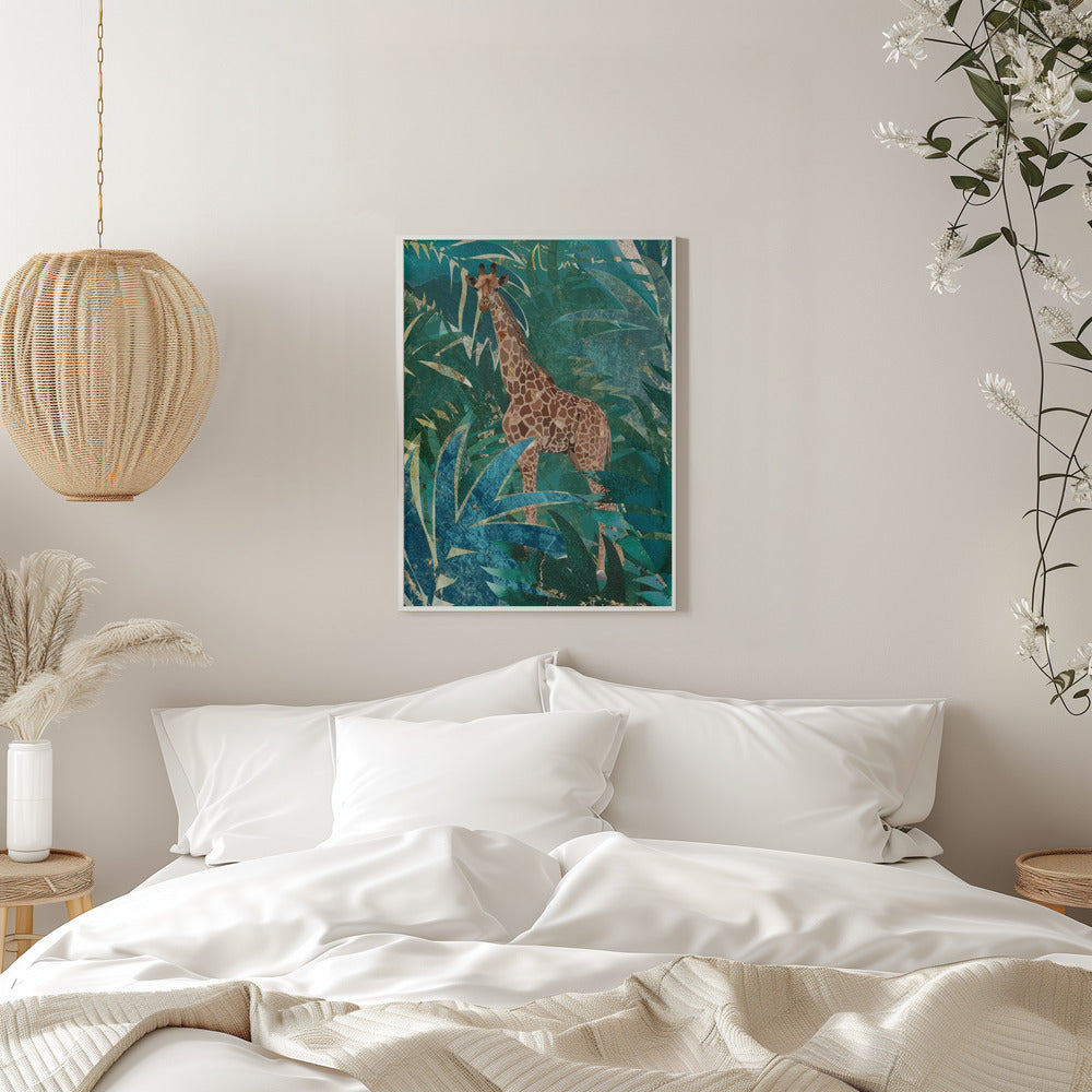 Giraffe in the jungle - Stretched Canvas, Poster or Fine Art Print I Heart Wall Art