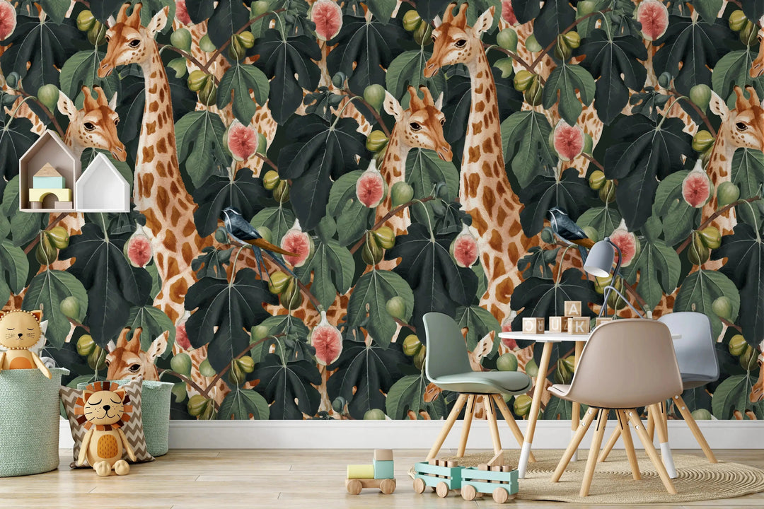 Giraffe Jungle  - Jungle Kids Wallpaper I Heart Wall Art Australia