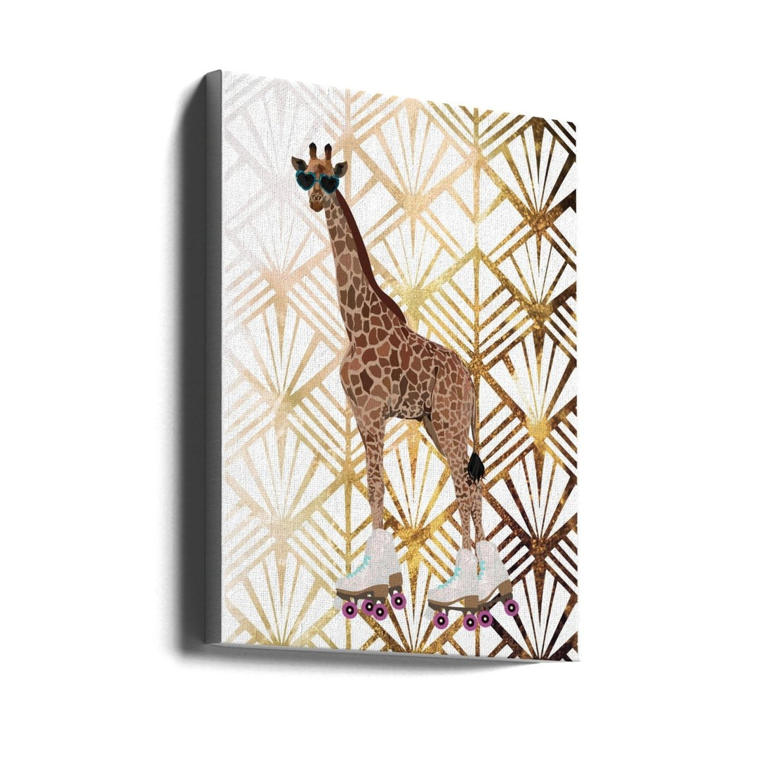 Giraffe Rollerskates Art Deco - Stretched Canvas, Poster or Fine Art Print - I Heart Wall Art - Poster Print, Canvas Print or Framed Art Print