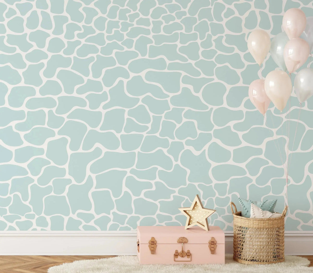 Giraffe Spot In Blue - Peel and Stick Removable Wallpaper I Heart Wall Art Australia