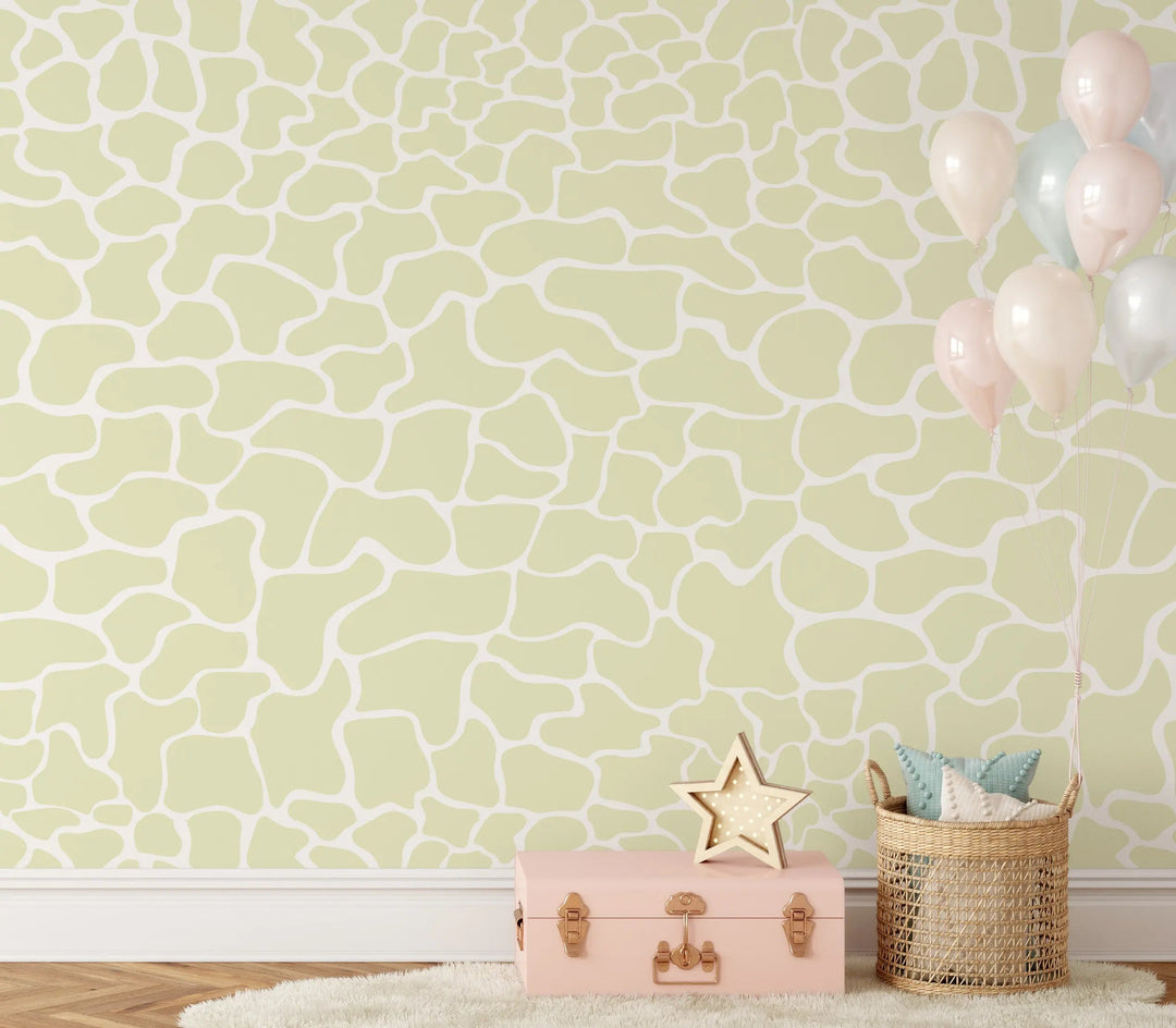 Giraffe Spot In Yellow - Peel and Stick Removable Wallpaper I Heart Wall Art Australia