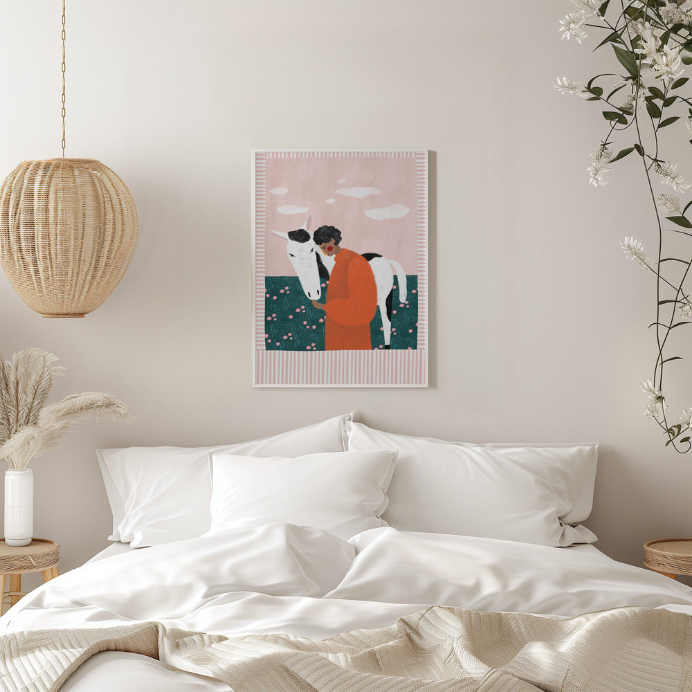 Girl and Horse - Stretched Canvas, Poster or Fine Art Print I Heart Wall Art