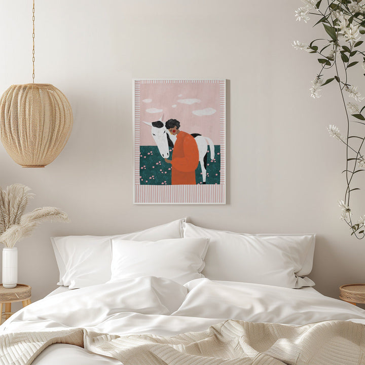 Girl and Horse - Stretched Canvas, Poster or Fine Art Print I Heart Wall Art
