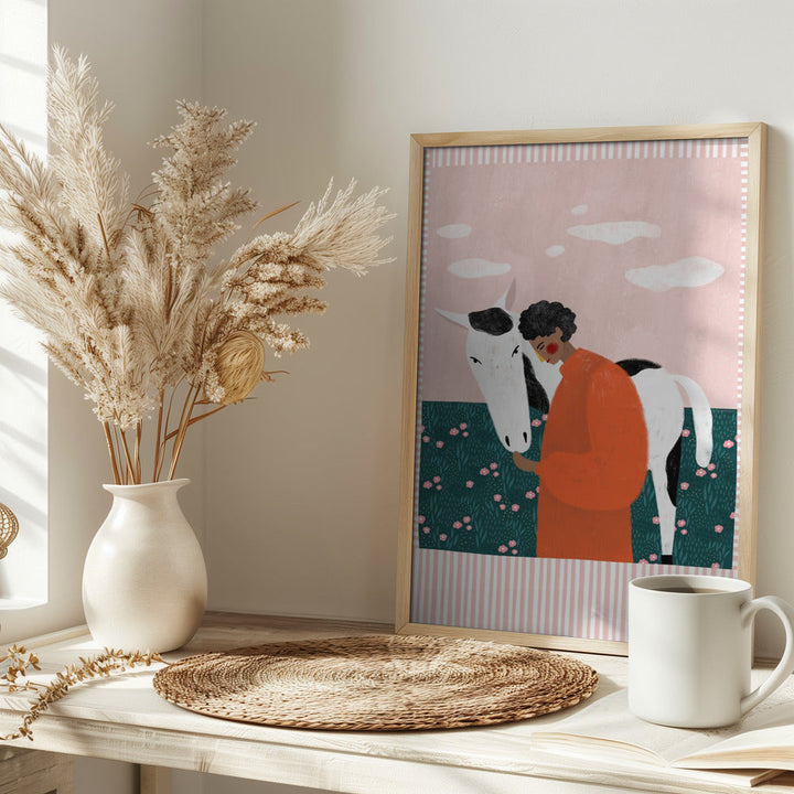 Girl and Horse - Stretched Canvas, Poster or Fine Art Print I Heart Wall Art