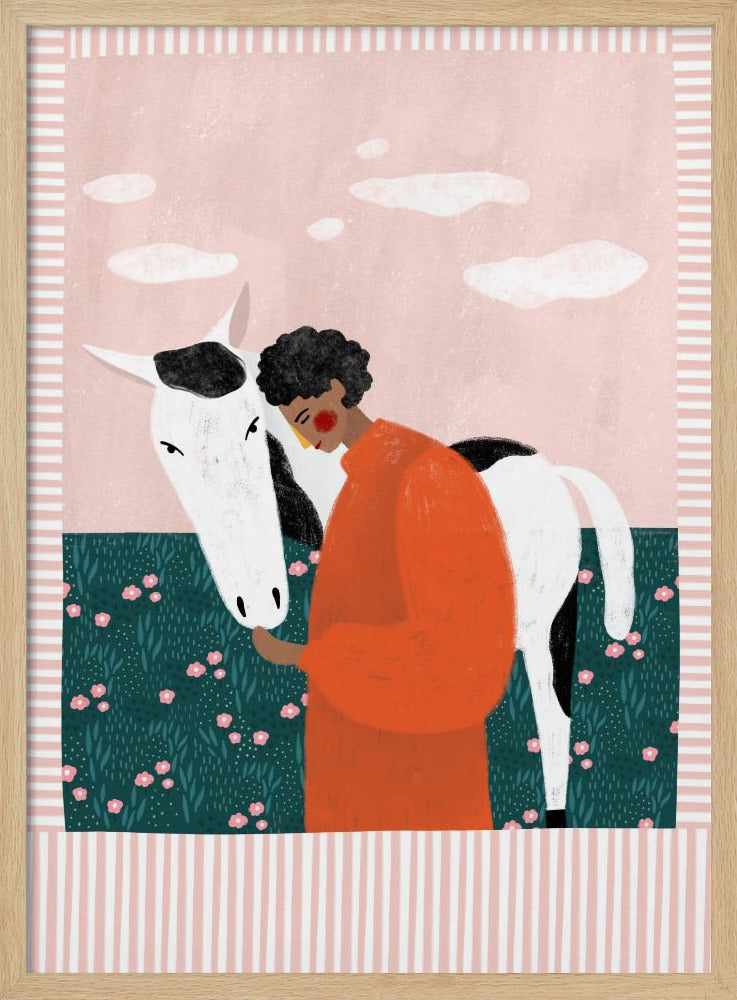 Girl and Horse - Stretched Canvas, Poster or Fine Art Print I Heart Wall Art