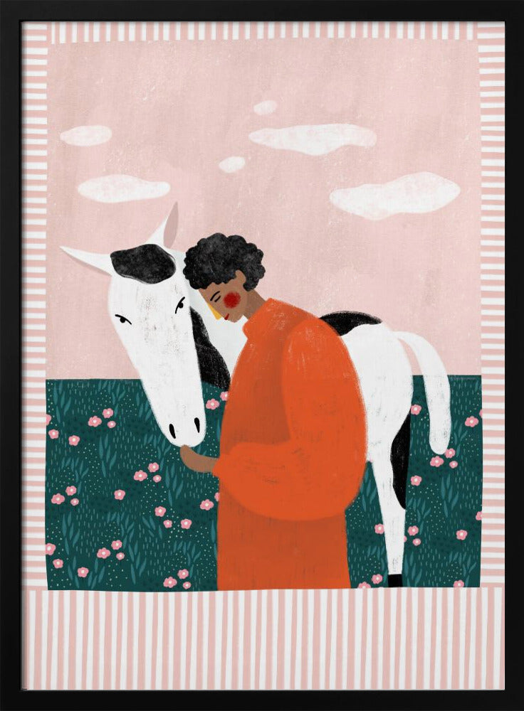 Girl and Horse - Stretched Canvas, Poster or Fine Art Print I Heart Wall Art
