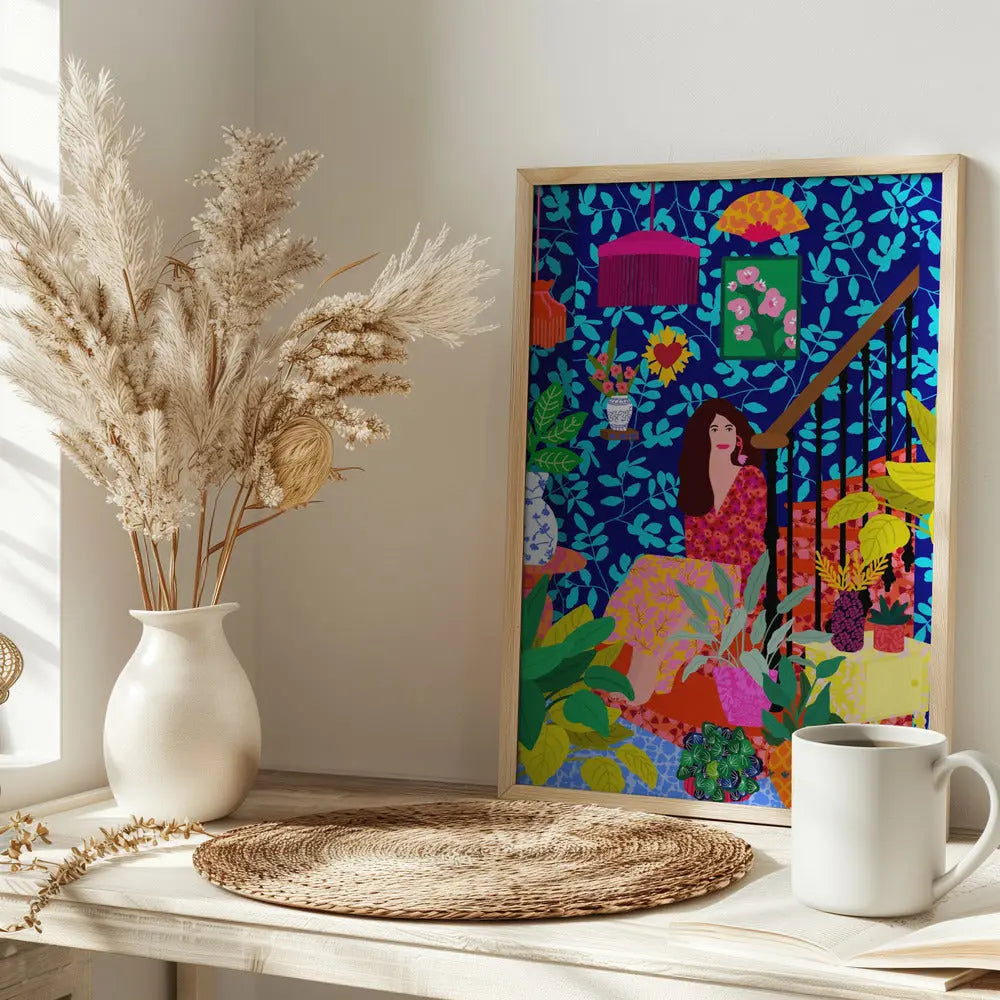 9933x14043 Din 92 Girl At the Stairs - Stretched Canvas, Poster or Fine Art Print I Heart Wall Art