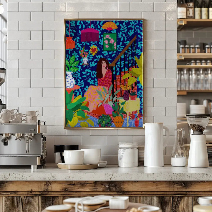 9933x14043 Din 92 Girl At the Stairs - Stretched Canvas, Poster or Fine Art Print I Heart Wall Art