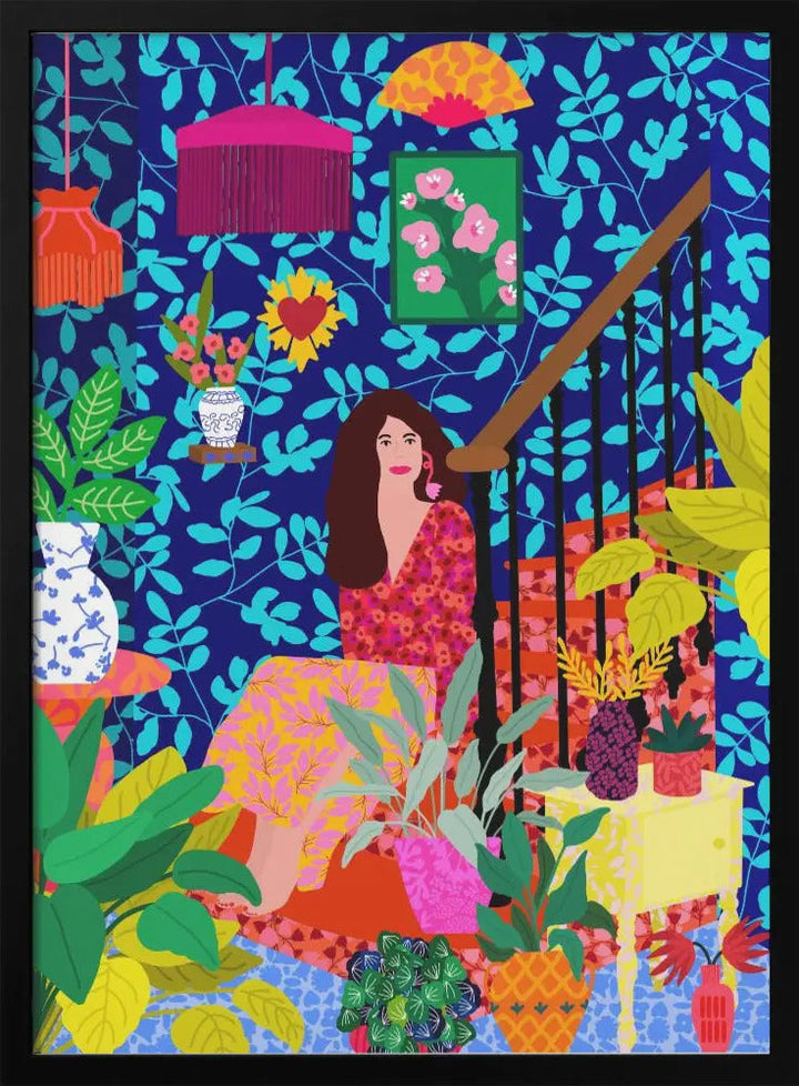 9933x14043 Din 92 Girl At the Stairs - Stretched Canvas, Poster or Fine Art Print I Heart Wall Art