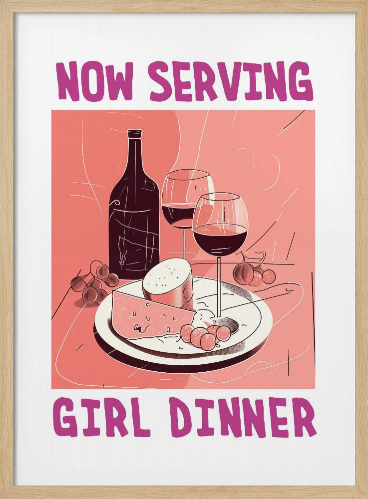Girl Dinner No 1 - Stretched Canvas, Poster or Fine Art Print I Heart Wall Art