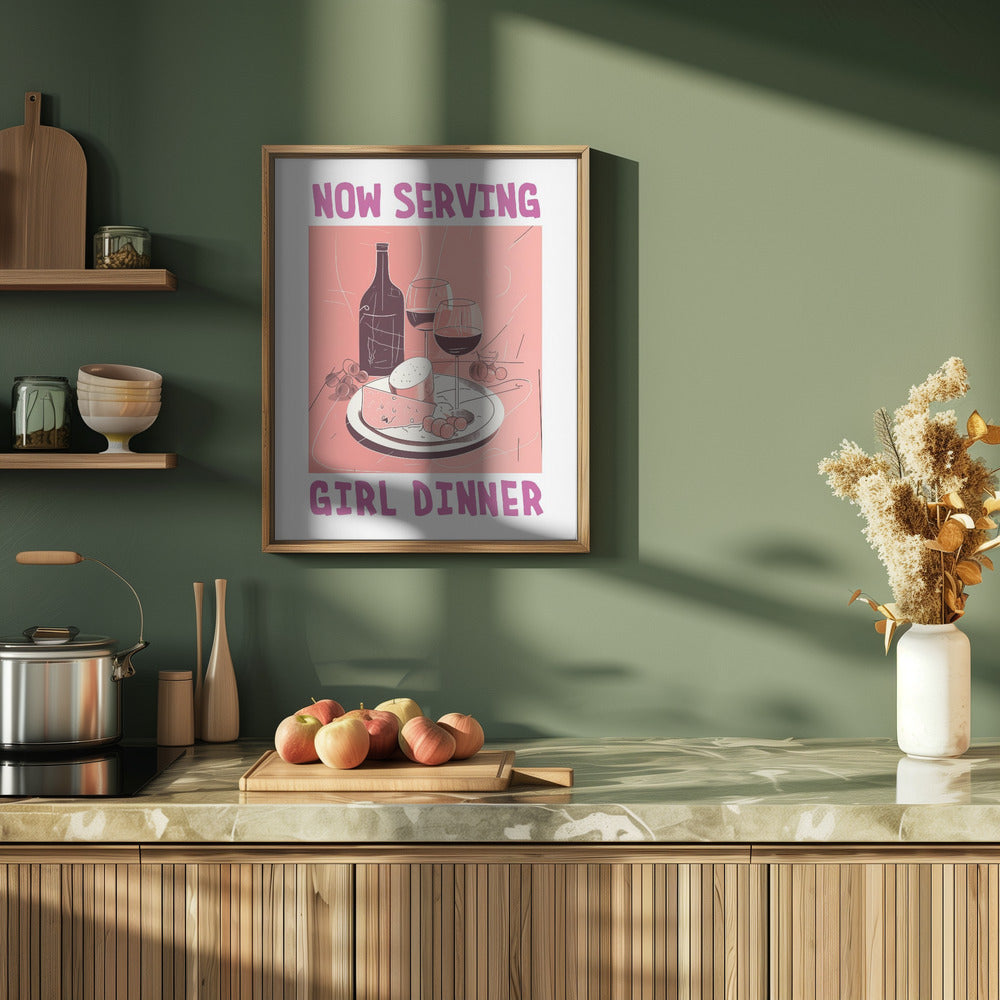 Girl Dinner No 1 - Stretched Canvas, Poster or Fine Art Print I Heart Wall Art