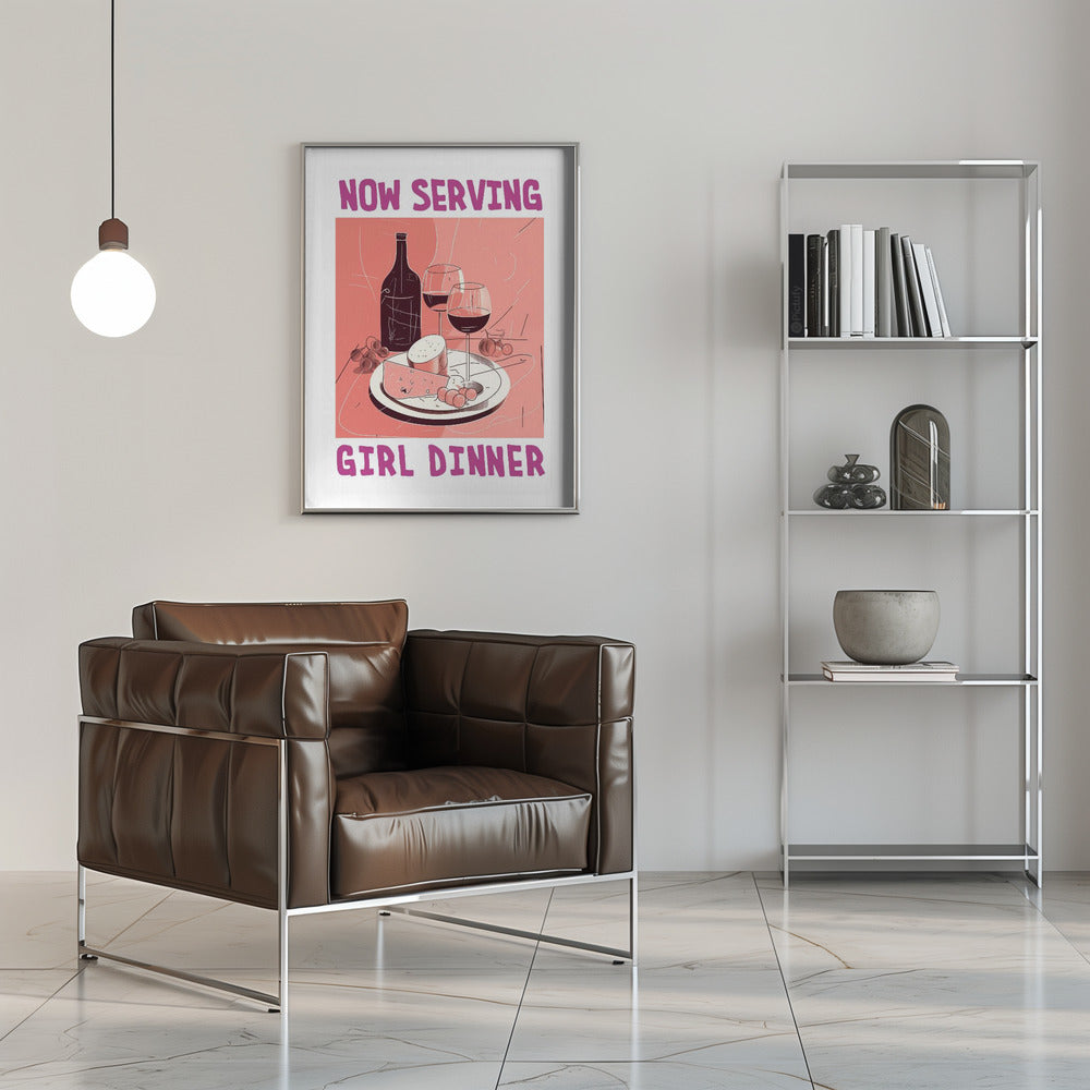Girl Dinner No 1 - Stretched Canvas, Poster or Fine Art Print I Heart Wall Art