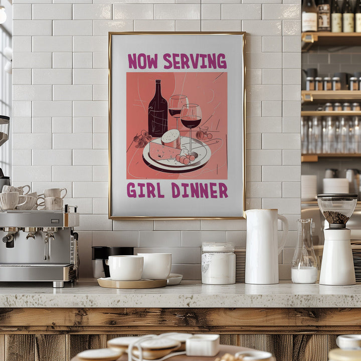 Girl Dinner No 1 - Stretched Canvas, Poster or Fine Art Print I Heart Wall Art