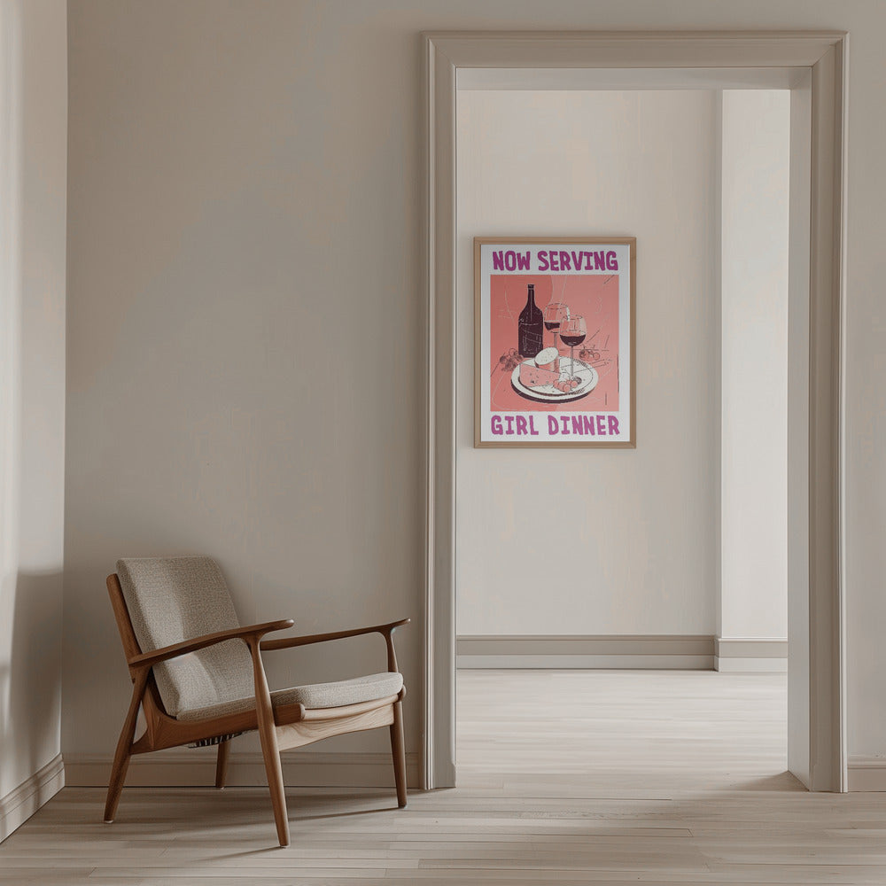Girl Dinner No 1 - Stretched Canvas, Poster or Fine Art Print I Heart Wall Art
