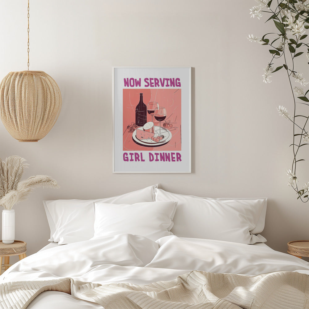Girl Dinner No 1 - Stretched Canvas, Poster or Fine Art Print I Heart Wall Art