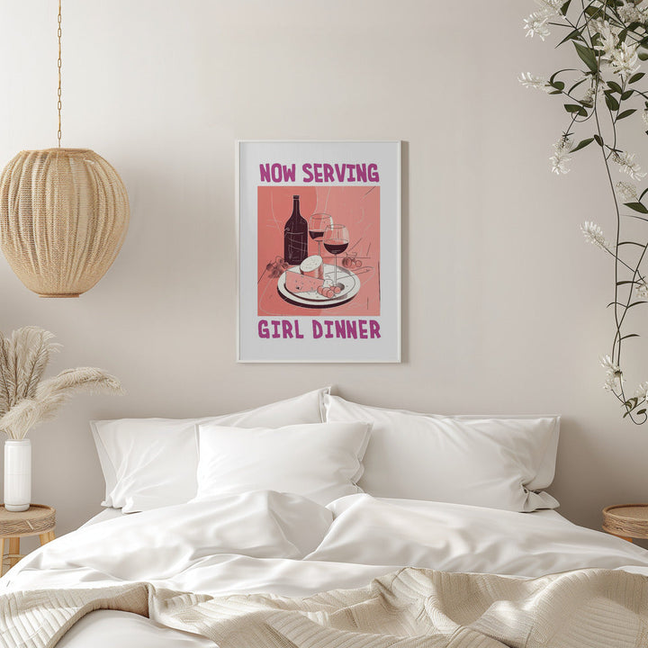 Girl Dinner No 1 - Stretched Canvas, Poster or Fine Art Print I Heart Wall Art