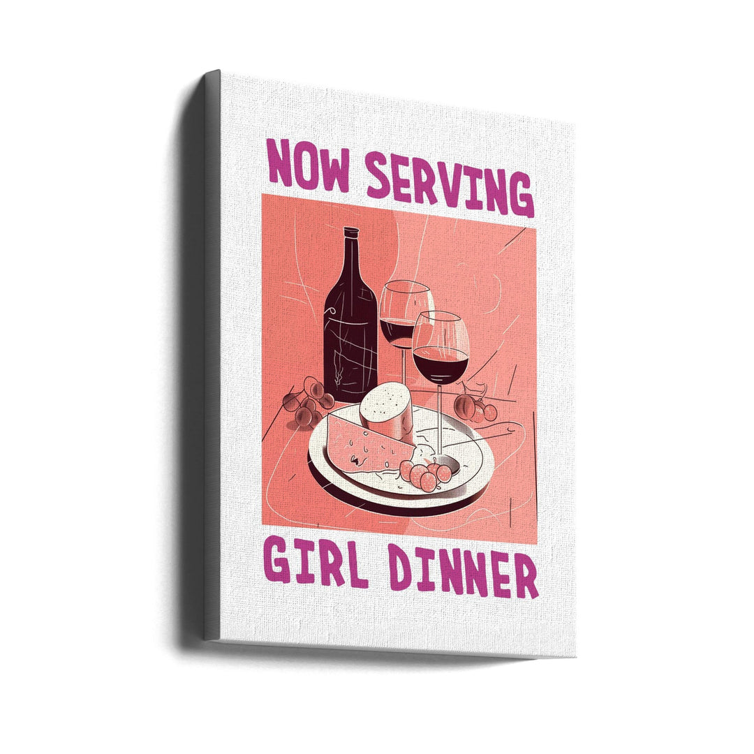 Girl Dinner No 1 - Stretched Canvas, Poster or Fine Art Print I Heart Wall Art
