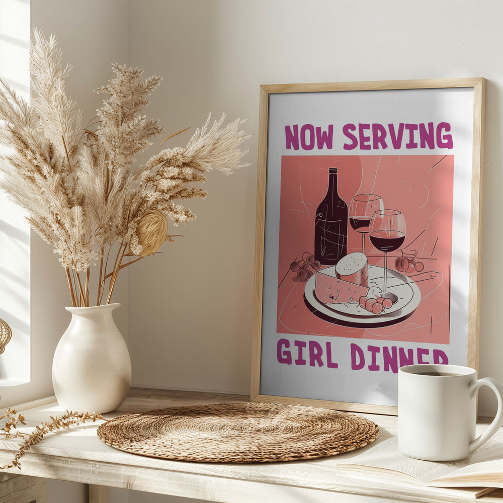 Girl Dinner No 1 - Stretched Canvas, Poster or Fine Art Print I Heart Wall Art