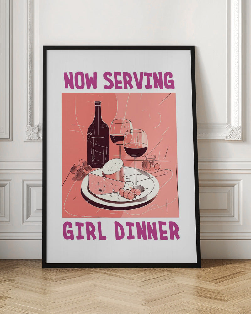 Girl Dinner No 1 - Stretched Canvas, Poster or Fine Art Print I Heart Wall Art