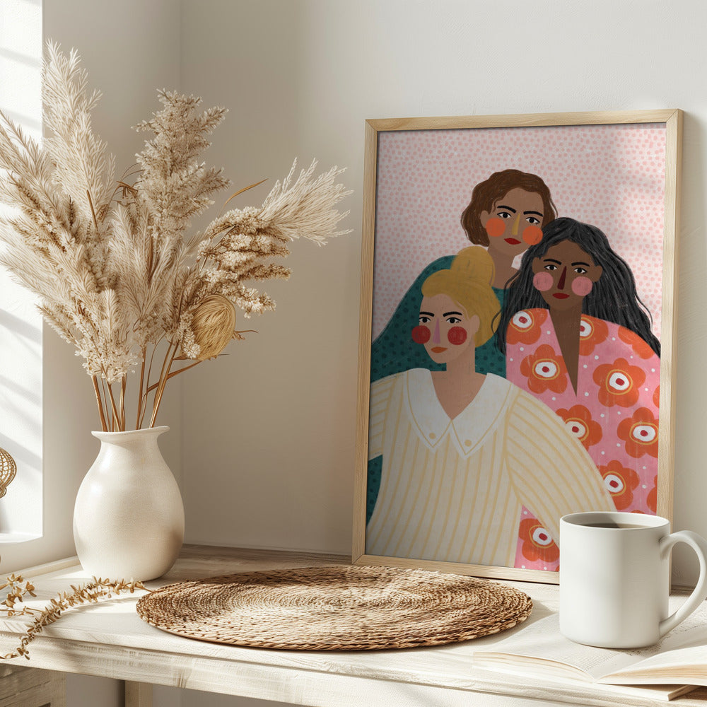 Girl Friends - Stretched Canvas, Poster or Fine Art Print I Heart Wall Art