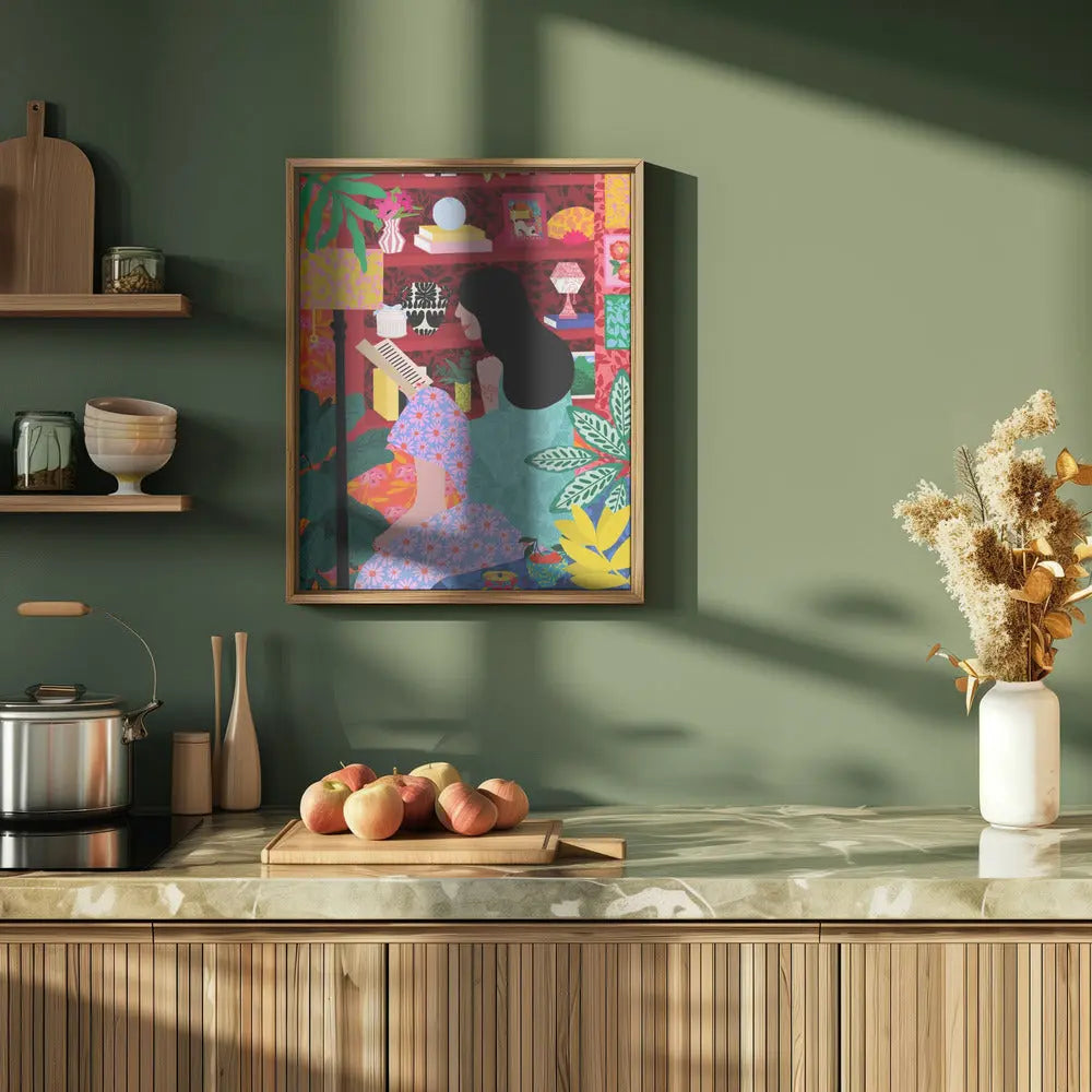 9933x14043 Din 106 Girl Reading Her Favorite Book - Stretched Canvas, Poster or Fine Art Print I Heart Wall Art