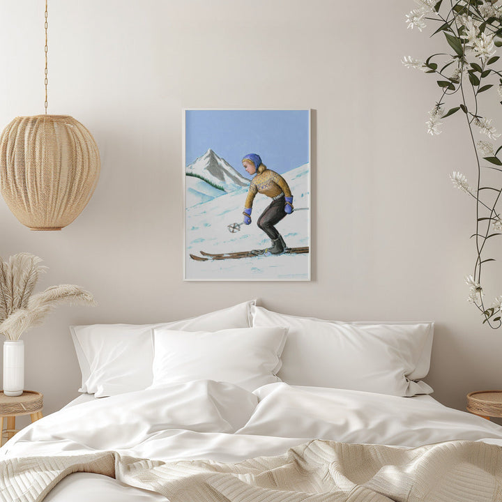 Girl Skiing Downhill - Stretched Canvas, Poster or Fine Art Print I Heart Wall Art