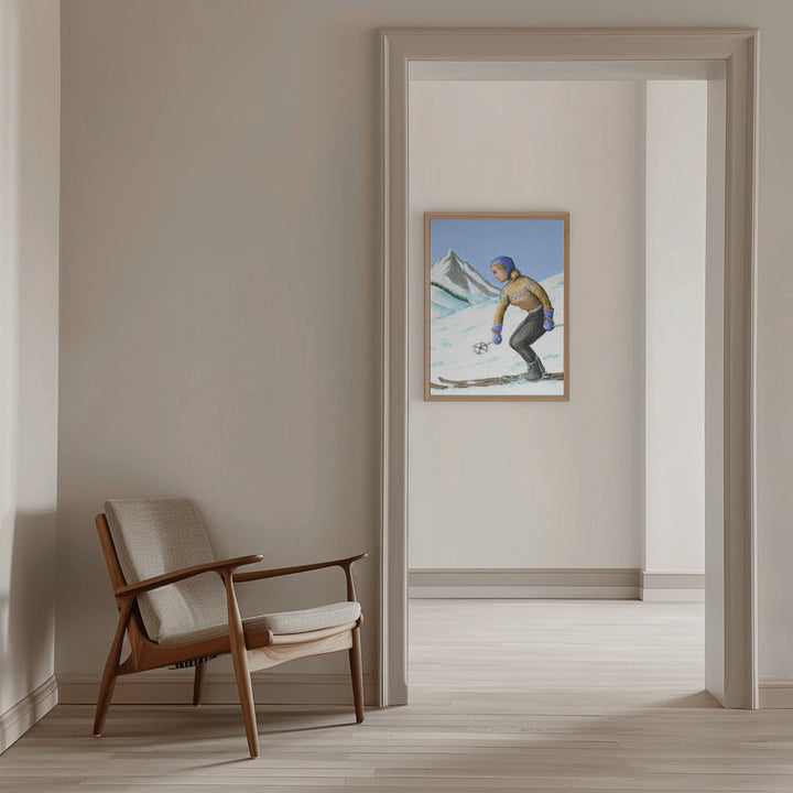 Girl Skiing Downhill - Stretched Canvas, Poster or Fine Art Print I Heart Wall Art