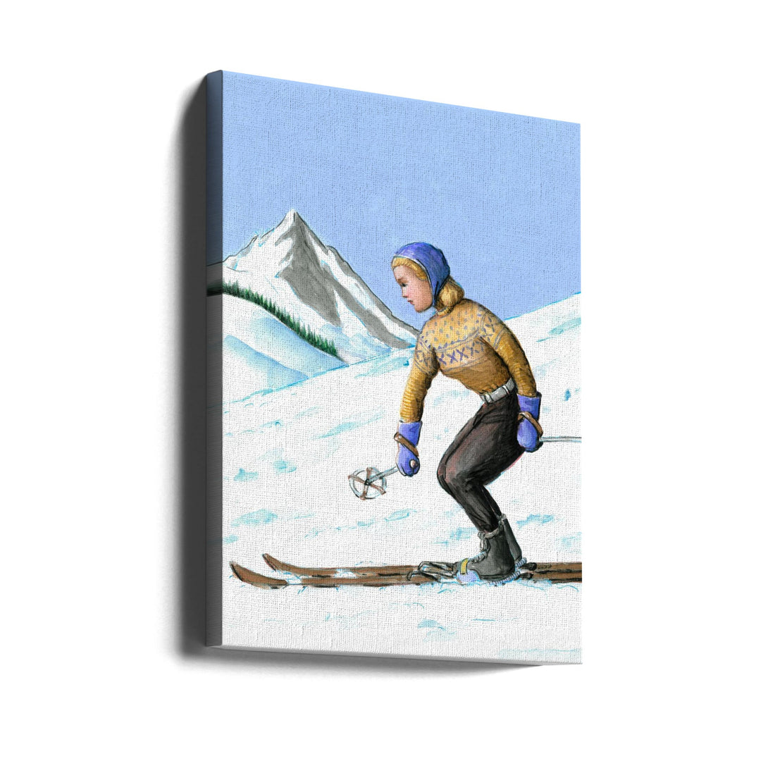 Girl Skiing Downhill - Stretched Canvas, Poster or Fine Art Print I Heart Wall Art