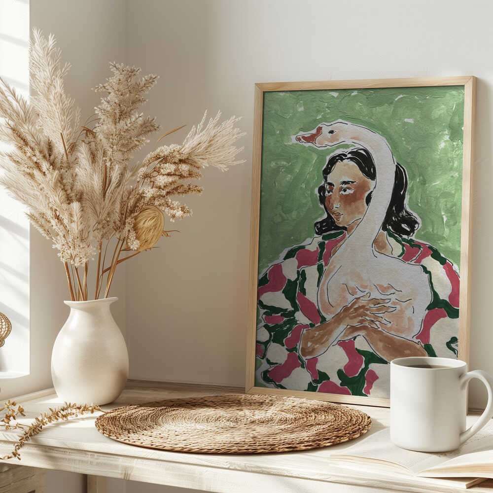 Girl With Duck - Stretched Canvas, Poster or Fine Art Print - I Heart Wall Art - Poster Print, Canvas Print or Framed Art Print