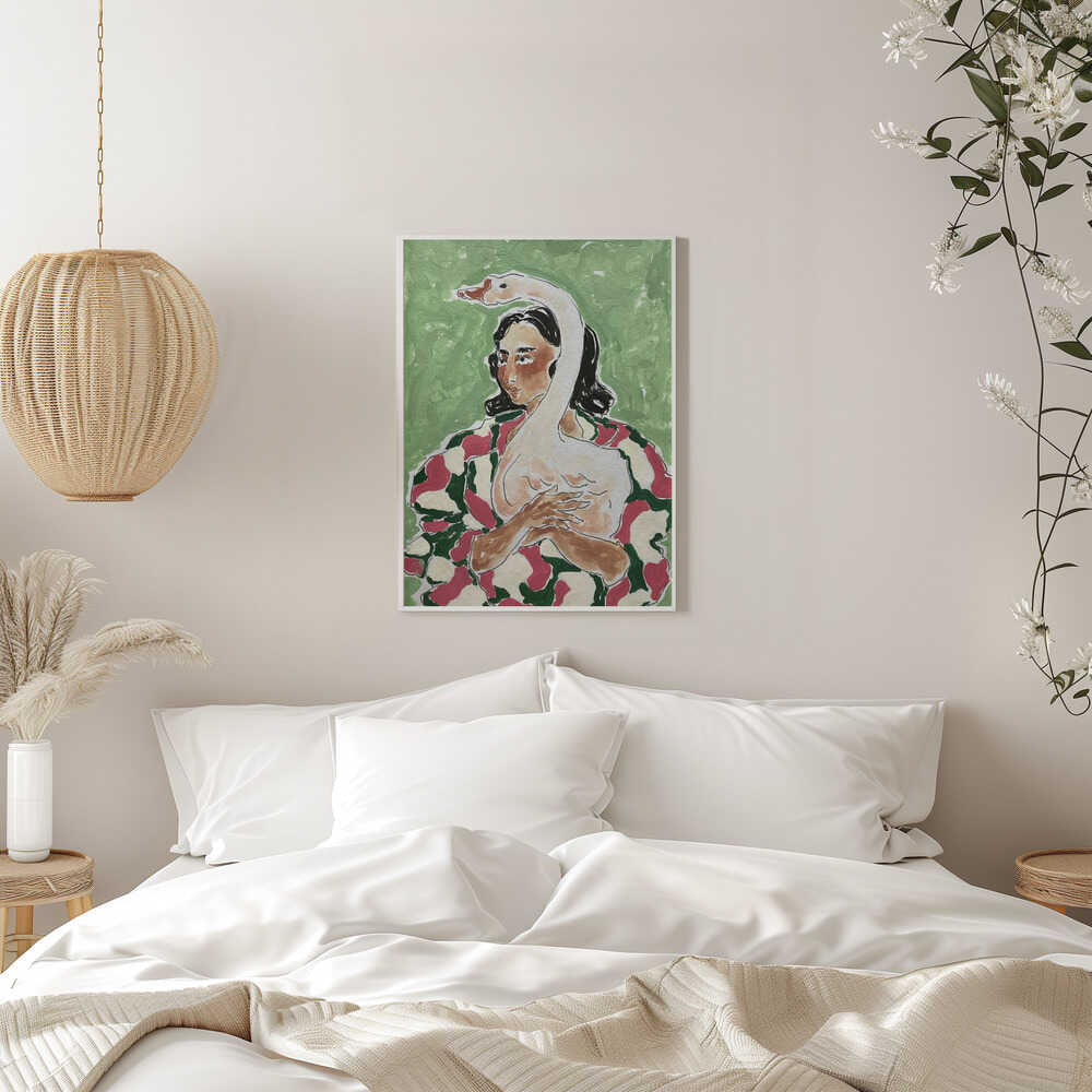 Girl With Duck - Stretched Canvas, Poster or Fine Art Print - I Heart Wall Art - Poster Print, Canvas Print or Framed Art Print