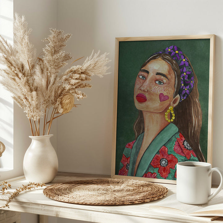 Girl with Hairband - Stretched Canvas, Poster or Fine Art Print I Heart Wall Art