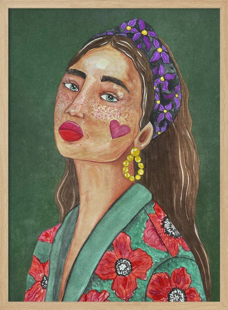 Girl with Hairband - Stretched Canvas, Poster or Fine Art Print I Heart Wall Art