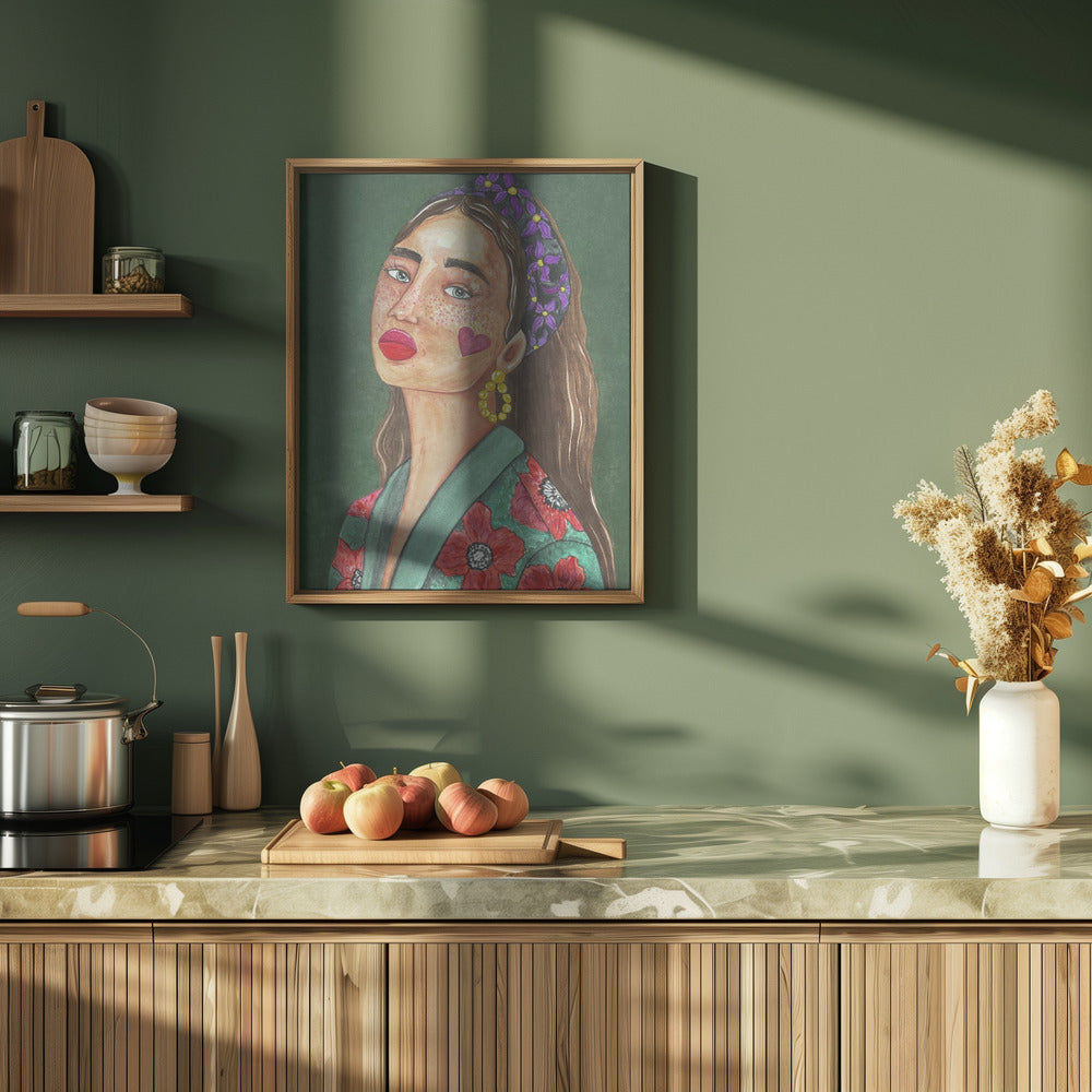 Girl with Hairband - Stretched Canvas, Poster or Fine Art Print I Heart Wall Art