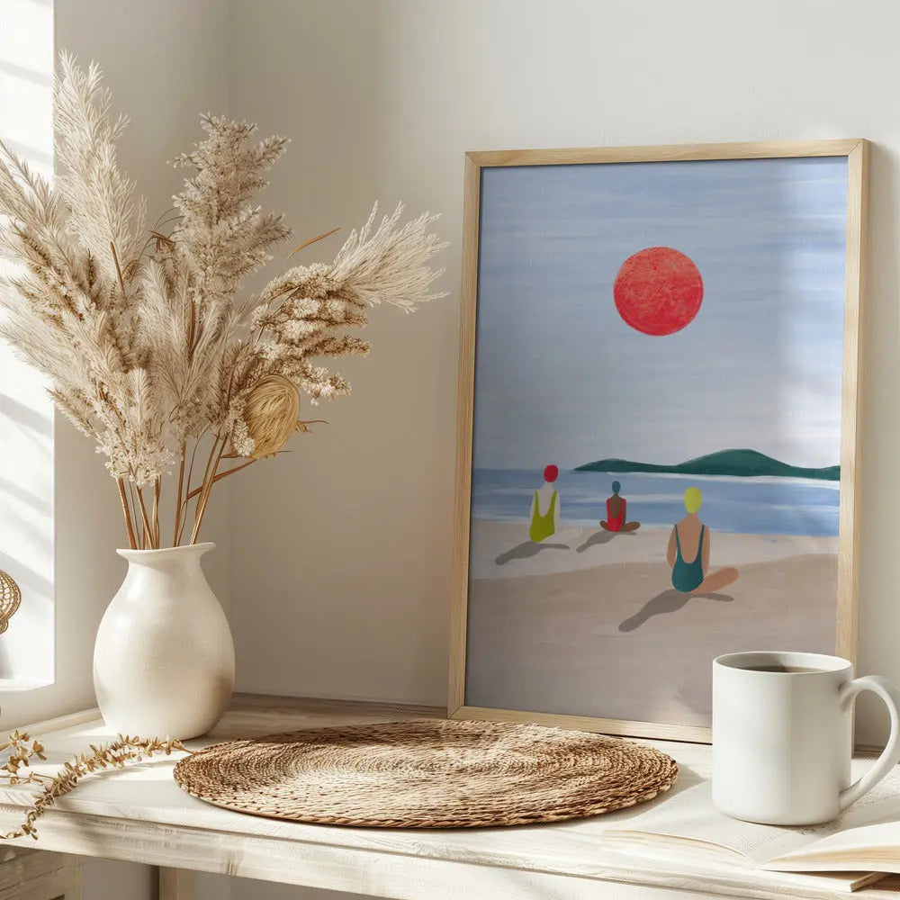 Girls At the Beach - Stretched Canvas, Poster or Fine Art Print I Heart Wall Art