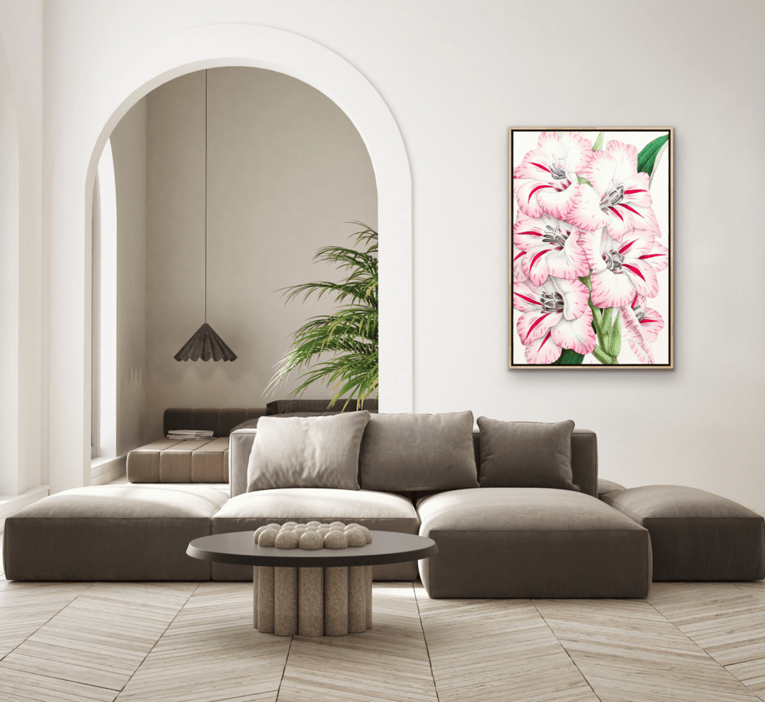 Gladiolus from The Floral Magazine (1861 - 1881) by Worthington G. Smith, John N. Fitch and Walter H. Fitch - Botanical Illustration Stretched Canvas or Wall Art Print - I Heart Wall Art - Poster Print, Canvas Print or Framed Art Print