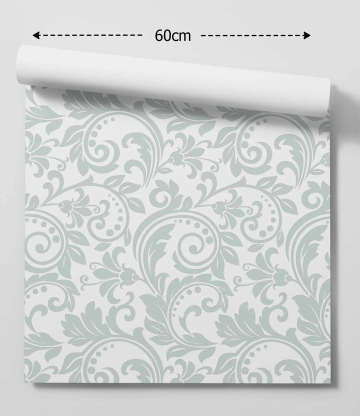 Gladys - Vintage White and Light Grey/Green Wallpaper I Heart Wall Art Australia
