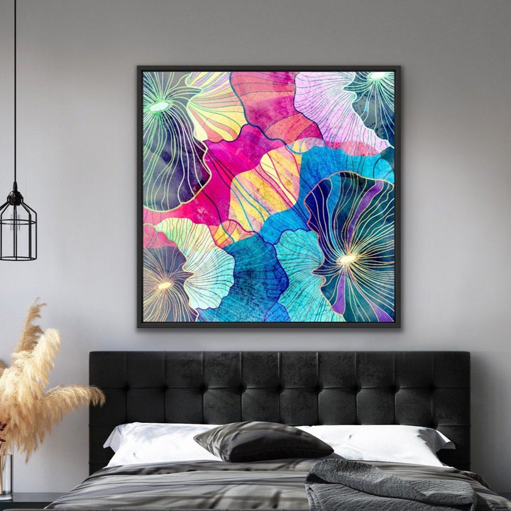 Glee- Pink and Blue Abstract Canvas Wall Art Print - I Heart Wall Art