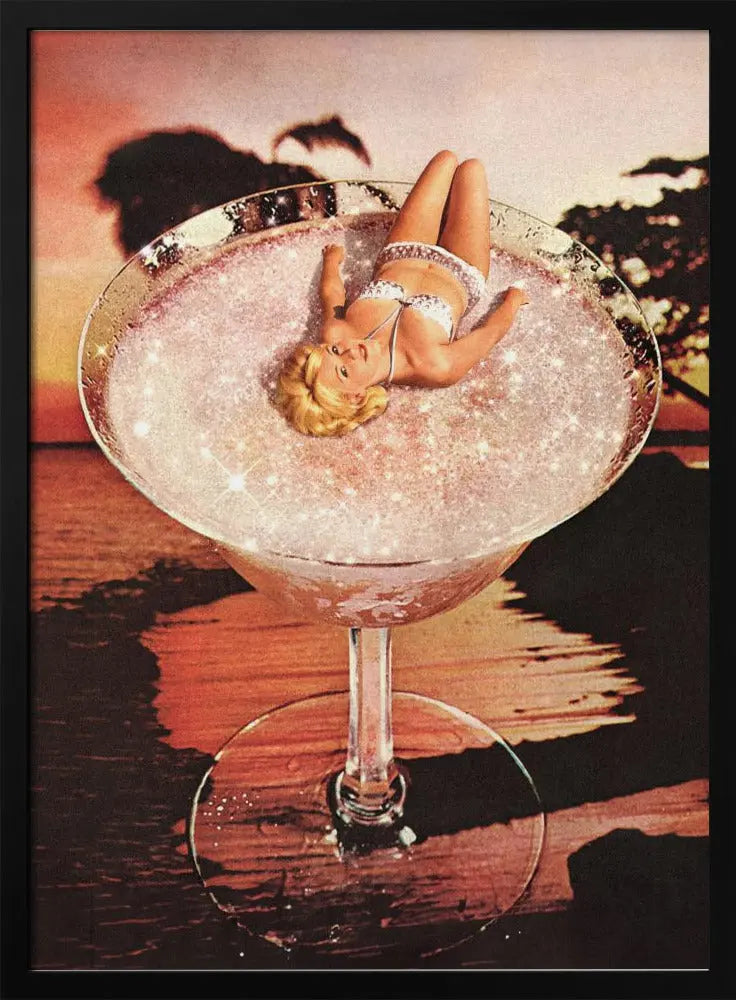 Glitter Pink Margarita - Stretched Canvas, Poster or Fine Art Print I Heart Wall Art
